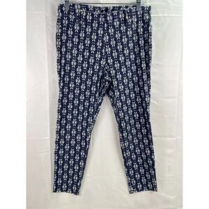 Time and Tru Women's Blue Mid Rise Pockets Pull-On Floral Leggings Size Large